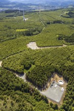 Aerial view, construction of wind turbines north of Neuenrade, Sauerland, North Rhine-Westphalia,