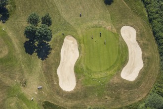 Aerial view, golf course golf club Op de Niep, Neukirchen-Vluyn, Lower Rhine, North