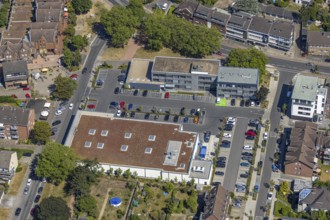 Aerial view, Edeka Raber shopping centre, Mozartstraße, Neukirchener Lebenshilfe und