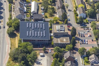 Aerial view, Stadtsparkasse Neukirchen-Vluyn, Poststrasse, Neukirchen-Vluyn, Lower Rhine, North