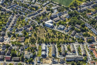 Aerial view, Protestant cemetery, parish office Evang. parish, Senioren-Park carpe diem