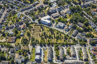 Aerial view, Protestant cemetery, parish office Evang. parish, Senioren-Park carpe diem