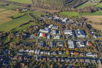 Aerial view, commercial area Hochstraße, Neukirchen, Neukirchen-Vluyn, Ruhr area, North