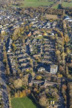 Aerial view, town hall Neukirchen-Vluyn, Hans-Böckler-Straße, high-rise residential building,