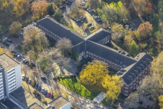 Aerial view, town hall, Hans-Böckler-Straße, Neukirchen, Neukirchen-Vluyn, Ruhr area, North