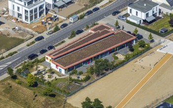 Aerial view, Dicksche Heide development area, KiTa Sternchen Niederberg, Neukirchen-Vluyn, Lower