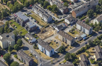 Aerial view, new construction, residential buildings Amselweg, Neukirchen-Vluyn, Lower Rhine, North