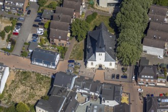 Aerial view, Neukirchen Church, Neukirchen-Vluyn, Lower Rhine, North Rhine-Westphalia, Germany,