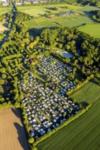 Aerial view, campsite Münster, open-air swimming pool Stapelskotten, Laerer Werseufer, Münster,