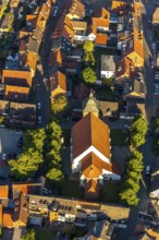Aerial view, catholic St. Nikolaus church Wolbeck, Münster, Münsterland, North Rhine-Westphalia,