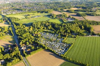 Aerial view, campsite Münster, open-air swimming pool Stapelskotten, Laerer Werseufer, Münster,