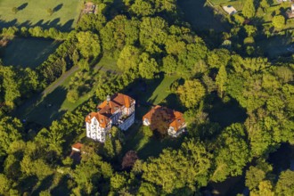 Aerial view, Kamillusweg residential estate, river Werse, former monastery and religious college