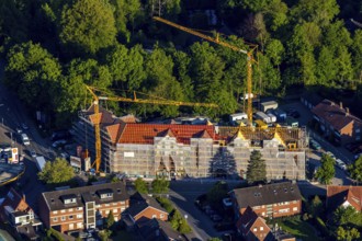 Aerial view, construction site new building Dorbaumstraße, Wersehofgelände, Münster, Münsterland,