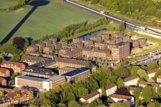 Aerial view, residential area Am Lohausbach, Mühlhäuser Straße, Münster, Münsterland, North