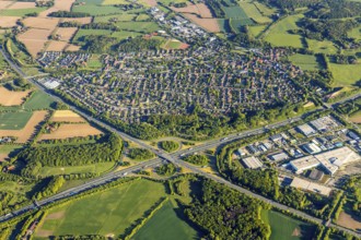 Aerial photograph, motorway junction Münster-Nord, motorway A1, federal road B54, district