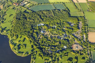 Aerial view, Allwetterzoo Münster, LWL-Museum für Naturkunde mit Planetarium, Aasee, Münster,