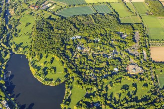 Aerial view, Allwetterzoo Münster, LWL-Museum für Naturkunde mit Planetarium, Aasee, Münster,