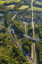 Aerial photo, new bridge construction, expansion of federal road B51, new construction of federal