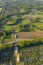 Aerial view, new bridge construction, expansion of federal road B51, new construction of federal