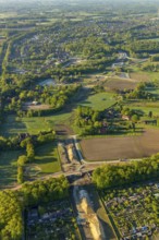 Aerial view, new bridge construction, expansion of federal road B51, new construction of federal
