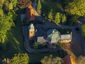 Aerial view, catholic Dyckburg church, Münster, Münsterland, North Rhine-Westphalia, Germany, place