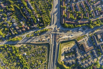 Aerial view, construction site road junction federal road B51, Wolbecker Straße, Münster,