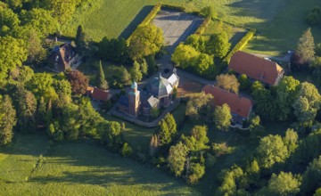 Aerial view, catholic Dyckburg church, Münster, Münsterland, North Rhine-Westphalia, Germany, place