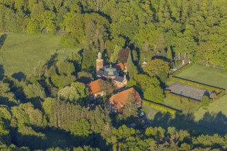 Aerial view, catholic Dyckburg church, Münster, Münsterland, North Rhine-Westphalia, Germany, place