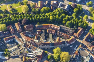 Aerial view, residential area Klosterstraße, Münster, Münsterland, North Rhine-Westphalia, Germany,