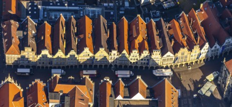 Aerial view, Prinzipalmarkt, gabled houses, Münster, Münsterland, North Rhine-Westphalia, Germany,