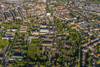Aerial view, view of St Mauritz, Mauritzviertel, St Mauritz Catholic Church, Bau- und