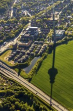 Aerial photograph, telecommunications tower Münster, T-Systems International GmbH, residential area