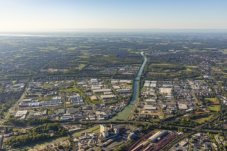 Aerial view, industrial area Loddenheide, Dortmund-Ems-Canal, euro-Express Sonderzüege GmbH,