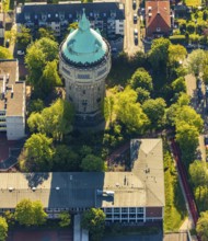 Aerial view, water tower Münster-Geistviertel, Münster, Münsterland, North Rhine-Westphalia,