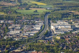 Aerial view, junction, federal road B51, federal road B219, Münster, Münsterland, North
