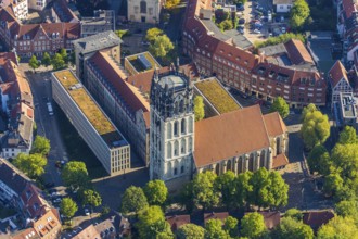 Aerial view, catholic Liebfrauen-Überwasserkirche, diocesan library Münster, Überwasserkirchplatz,