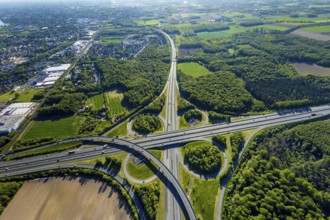 Aerial view, motorway junction Münster-Süd, motorway A1, motorway A43, Münster, Münsterland, North