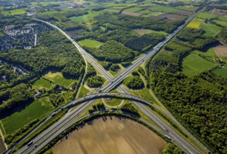 Aerial view, motorway junction Münster-Süd, motorway A1, motorway A43, Münster, Münsterland, North