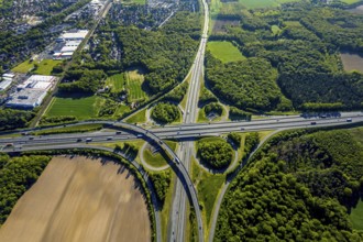 Aerial view, motorway junction Münster-Süd, motorway A1, motorway A43, Münster, Münsterland, North
