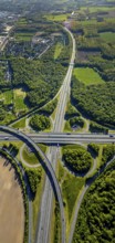 Aerial view, motorway junction Münster-Süd, motorway A1, motorway A43, Münster, Münsterland, North