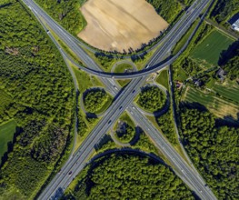 Aerial view, motorway junction Münster-Süd, motorway A1, motorway A43, Münster, Münsterland, North