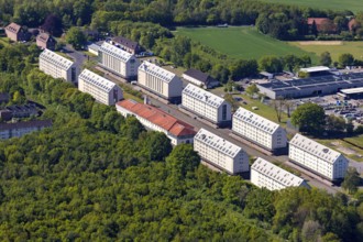 Aerial view, Speicherstadt Münster, An den Speichern, office and communication centre,