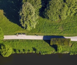 Aerial view, Less Wild Than Others, artwork in a meadow at Aasee, Münster, Münsterland, North