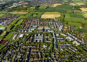 Aerial view, view of Gievenbeck, Auenviertel, THE FLAG GIEVENBECK student residences, Münster,