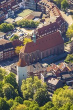Aerial view, Protestant University Church, Buddenturm, Münster, Münsterland, North