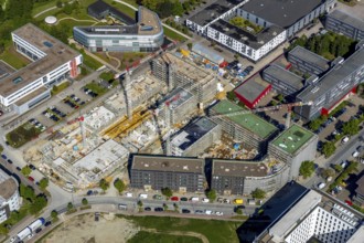Aerial view, city centre district Zentrum-Nord, construction site residential quarters