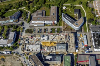 Aerial view, city centre district Zentrum-Nord, construction site residential quarters
