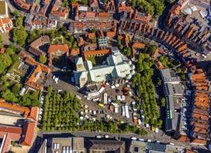 Aerial view, Old Town, Cathedral St.St Paul's Cathedral, Cathedral Square, Catholic Church of Our