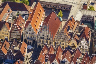 Aerial view, Prinzipalmarkt, historic town hall, Münster, Münsterland, North Rhine-Westphalia,