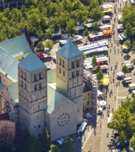 Aerial view, old town, Cathedral of St. Paul, cathedral square, market square, Münster,